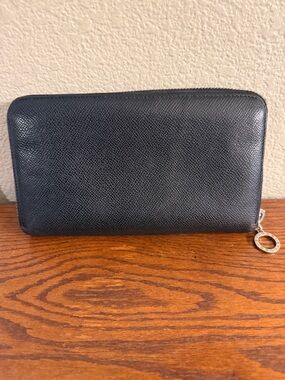 Bulgari Bvlgari Black Leather Zip-Around Wallet
